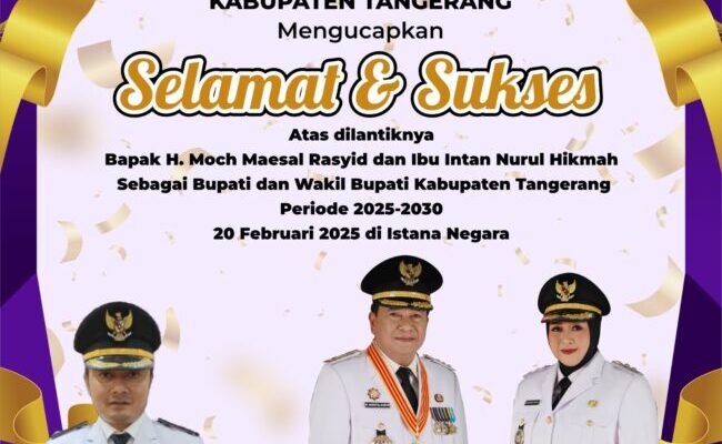 Pemerintah Kecamatan Kemiri Mengucapkan Selamat Dan Sukses Atas Di Lantiknya Bupati dan wakil Bupati kabupaten Tangerang 2025-2030