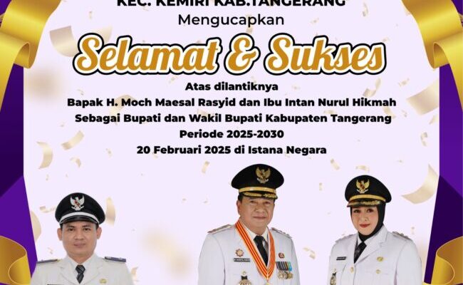 Pemerintah Desa Karang Anyar Mengucapkan Selamat Dan Sukses Atas Di Lantiknya Bupati dan wakil Bupati kabupaten Tangerang 2025-2030