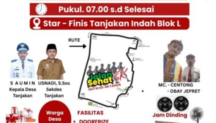 Pemdes Tanjakan Akan  Menggelar Jalan Sehat Di Puncak Acara Memperingati HUT RI Ke – 80
