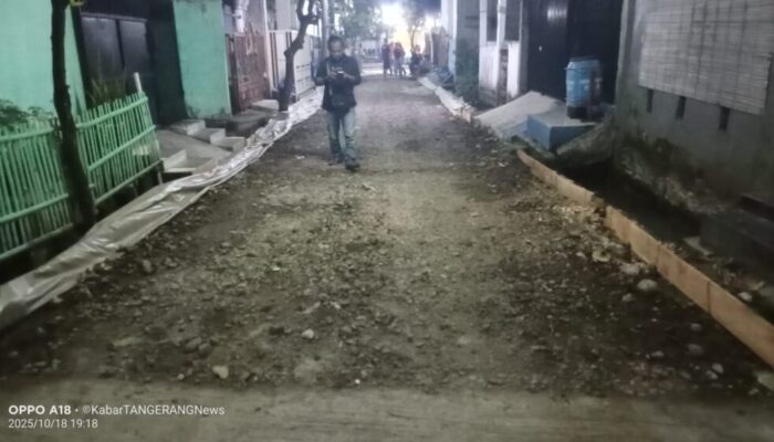 Diduga, Proyek Betonisasi Milik Dinas Perkim di Lebak Wangi Asal Dikerjakan