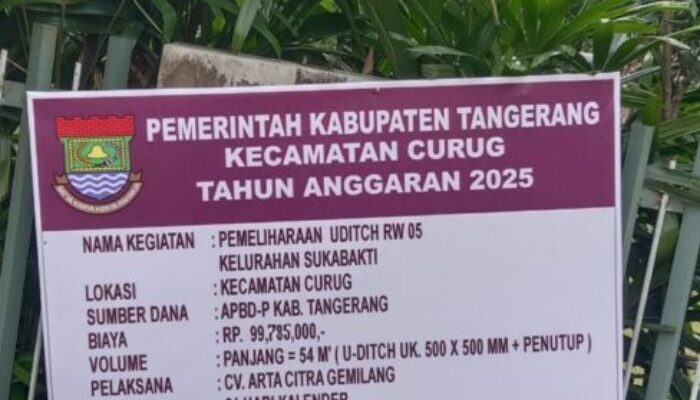 Pemasangan U-ditch di Kelurahan Sukabakti Curug Diduga Tanpa Alas Beton