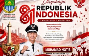 Kepala Desa Pisangan Jaya, Muhamad Hotib, mengucapkan: “Dirgahayu Republik Indonesia ke-81 Tahun
