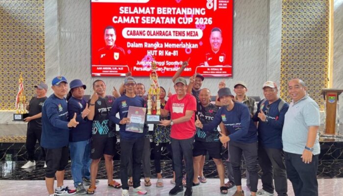 Warga Desa Pisangan Jaya Raih Juara 1 Lomba Cabang Tenis Meja Camat Cup 2026