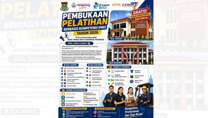 Pemkab Tangerang Buka Pelatihan Kerja Berbasis Kompetensi Gratis Tahun 2026, Siapkan SDM Unggul dan Siap Kerja